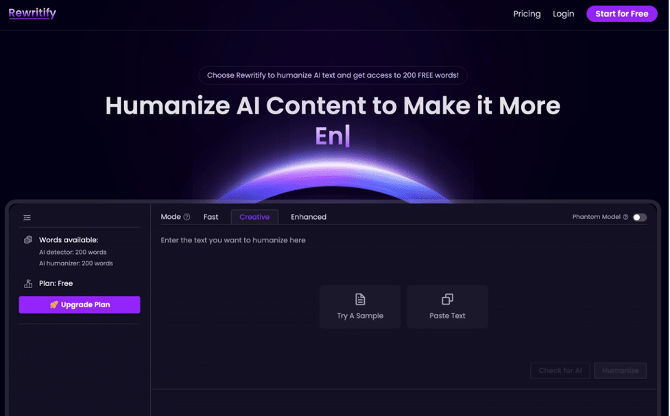Интерфейс Rewritify AI с примерами вовлечения читателя