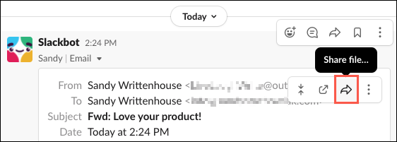 Нажмите Поделиться файлом на панели