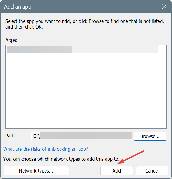 добавить в брандмауэр