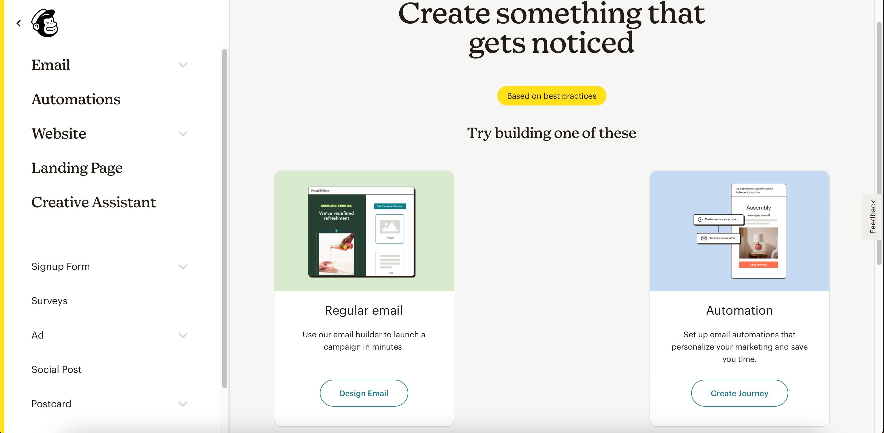 Подсказка выбрать дизайн письма в Mailchimp