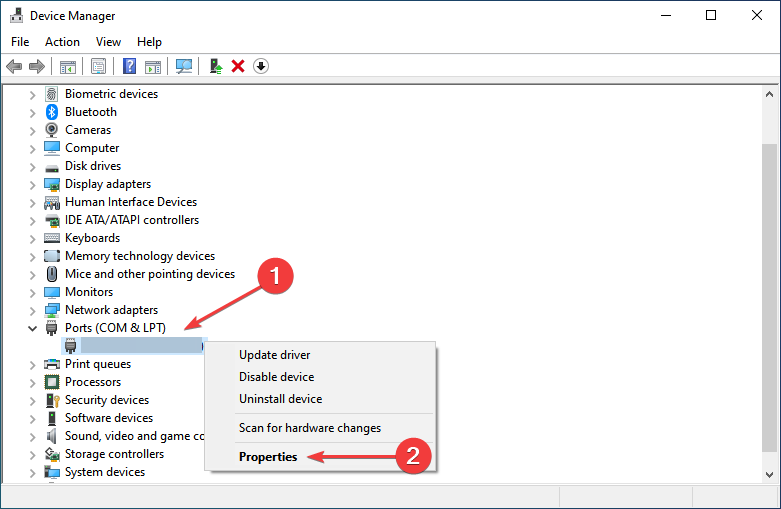 Свойства устройства — пункт Prolific USB-to-Serial