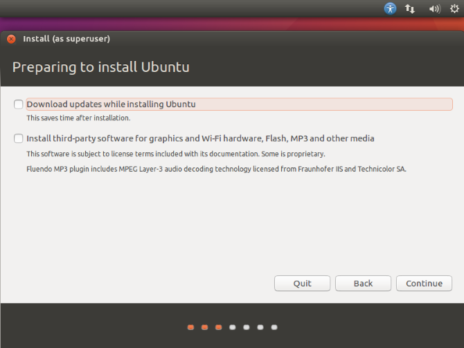 Выбор опций установки Ubuntu