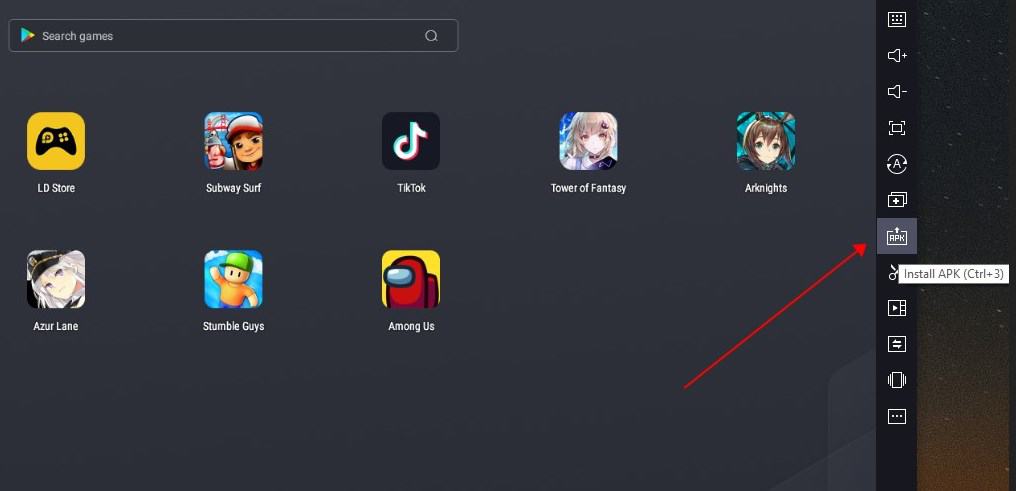 Кнопка Install APK в LDPlayer
