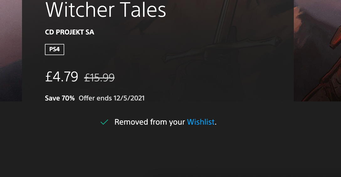 Removing a game from your wishlist on the web version of the PlayStation Store