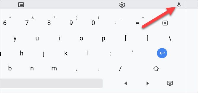 Нажмите значок микрофона на виртуальной клавиатуре