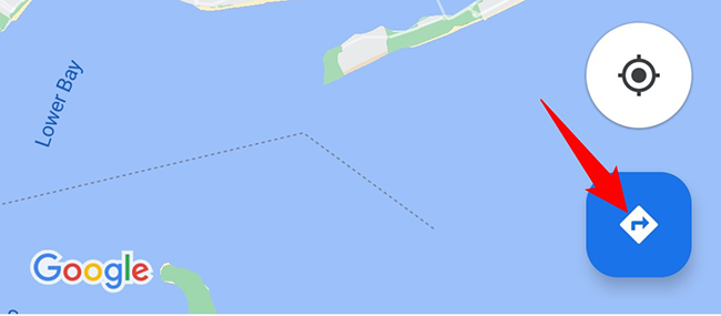 Нажмите значок маршрутов в Google Maps.