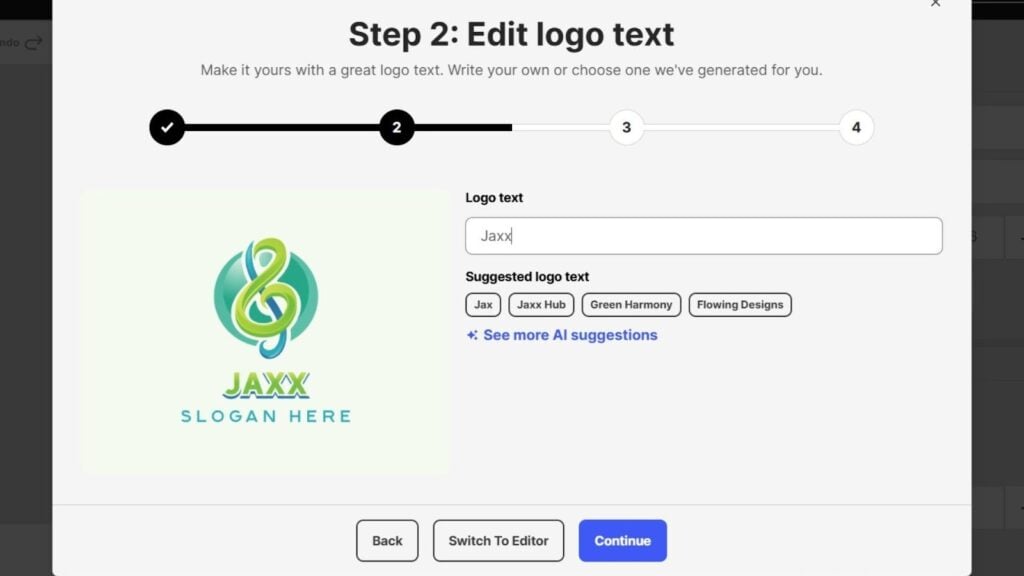 Изменение текста и слогана в редакторе