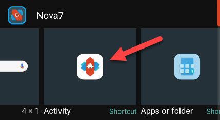 Виджет Activity в Nova Launcher