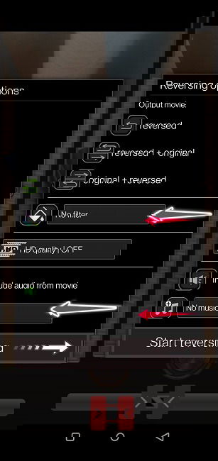 Опции реверса и комбинирования в Reverse Movie FX
