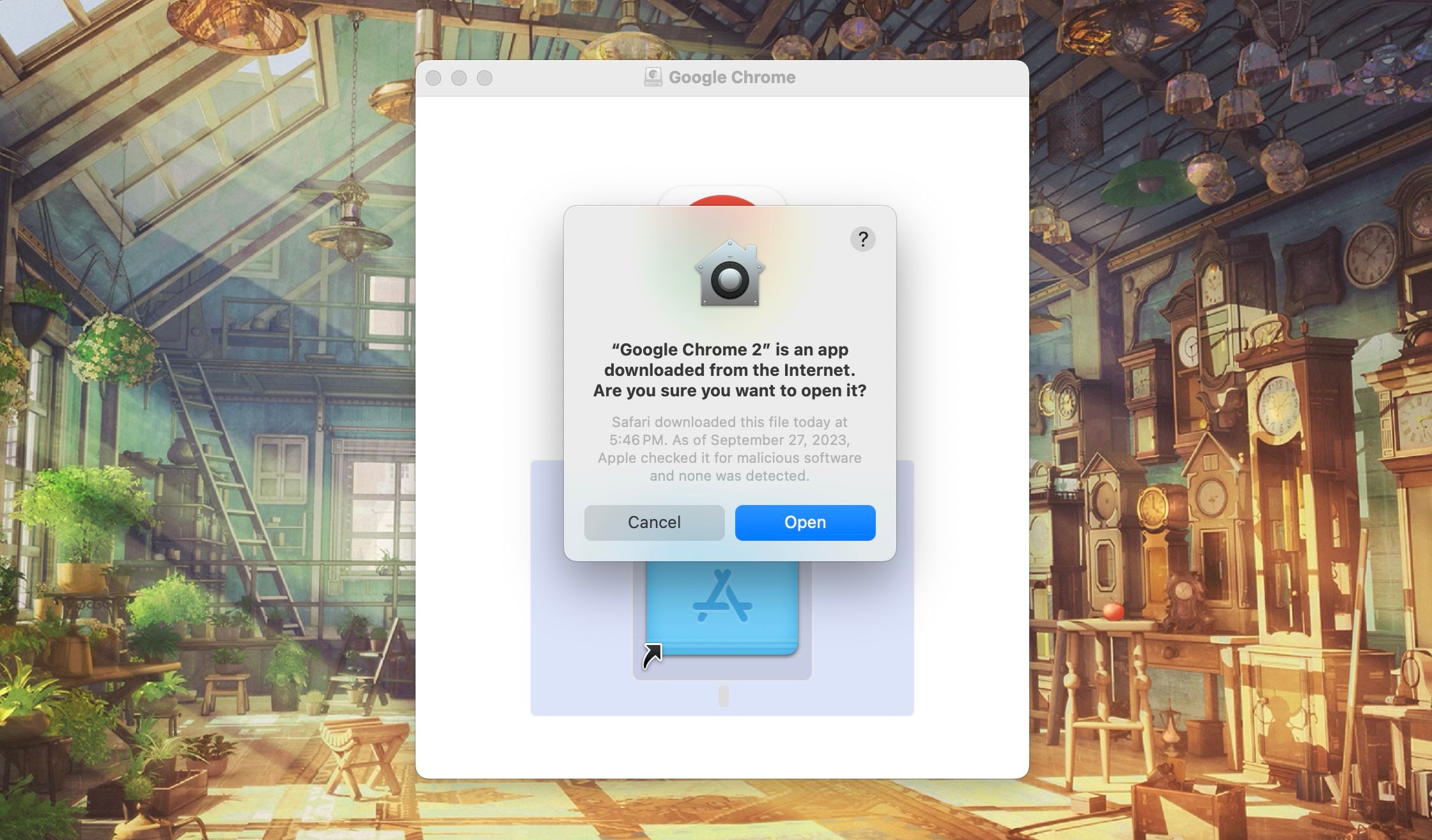 Сообщение безопасности при установке Chrome на macOS