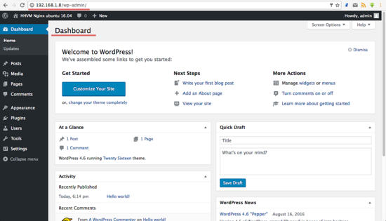 Панель управления WordPress (Dashboard)