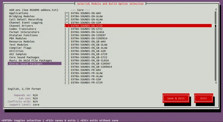Включение дополнительных пакетов звуковых файлов