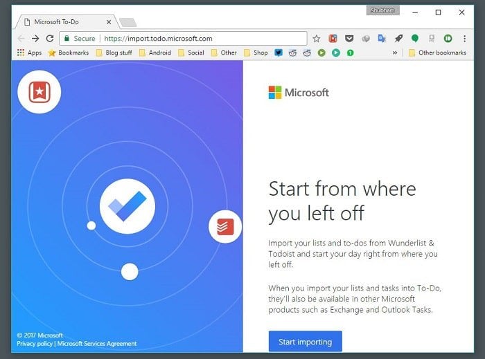 Импорт из Wunderlist и Todoist в Microsoft To‑Do