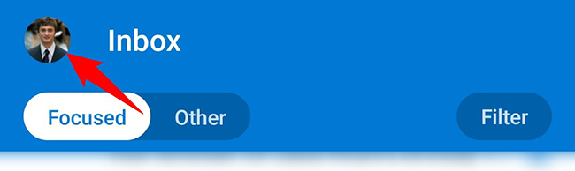 Нажмите иконку профиля в левом верхнем углу, чтобы увидеть список папок.
