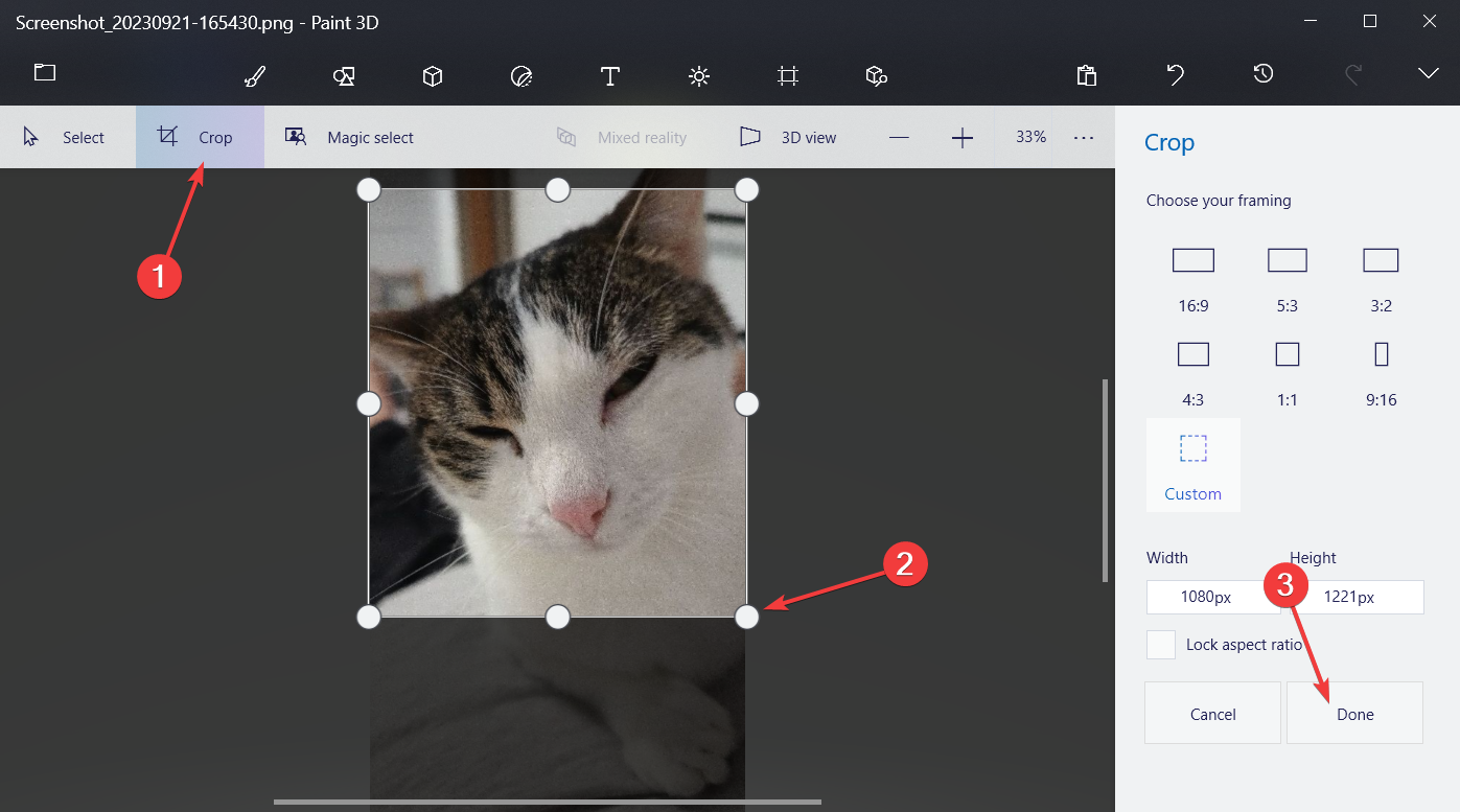 Обрезка в Paint 3D