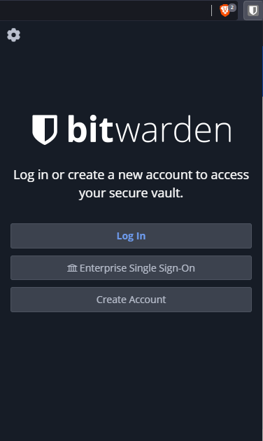 Окно входа расширения Bitwarden