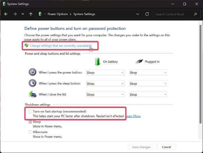 Отключение быстрого запуска