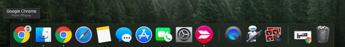 Индикатор Handoff на панели Dock MacBook