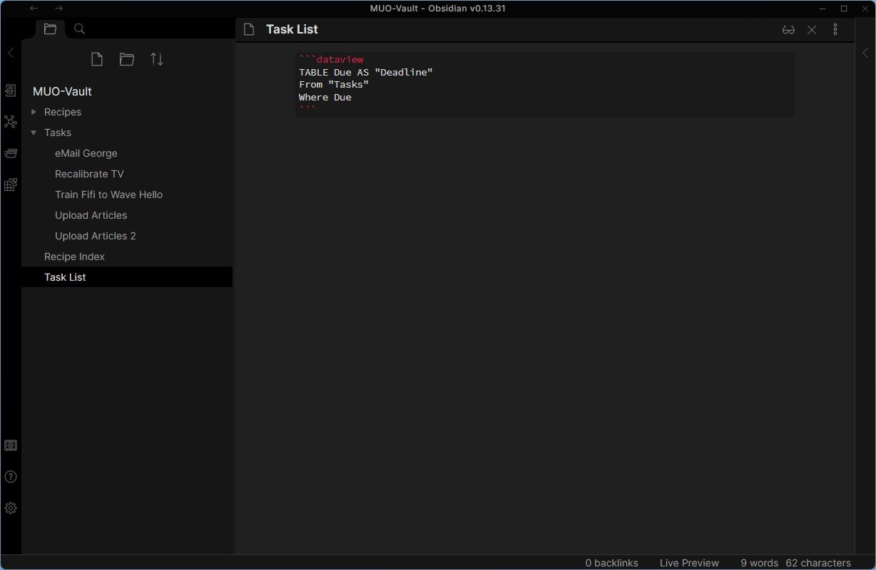 Пример использования логики «исключения» (!) для отбора невыполненных задач