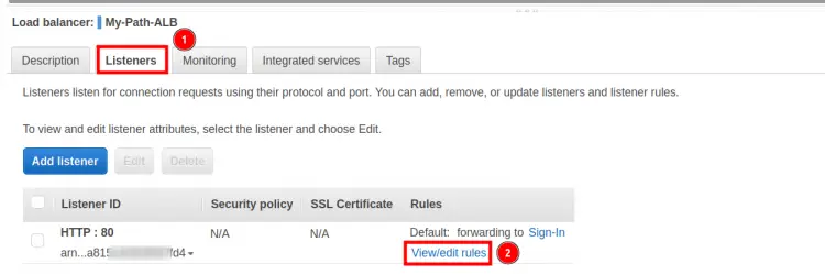Конфигурация правил слушателя