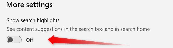 Отключение подсказок поиска в Параметрах.