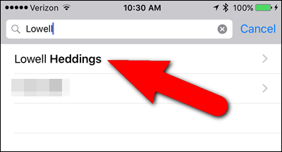 Поиск контакта в приложении Контакты