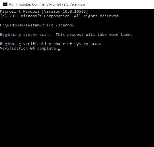 Окно Командной строки Windows с запущенной командой sfc /scannow