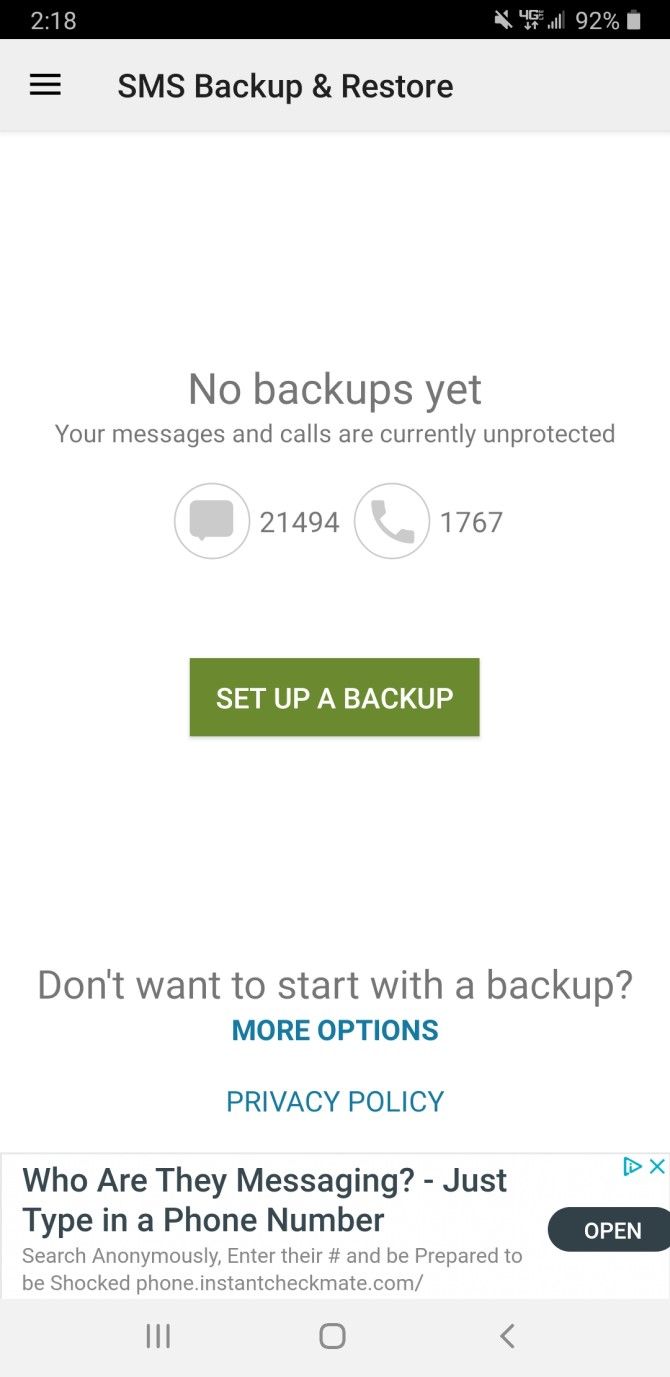 SMS Backup & Restore — настройка расписания резервного копирования