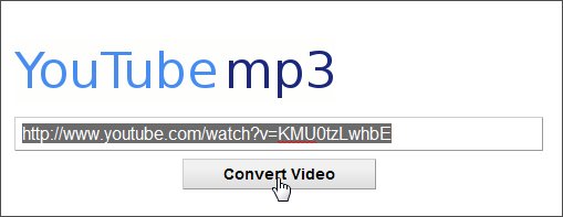 Простой веб-интерфейс сайта YouTube mp3: поле URL и кнопка Convert
