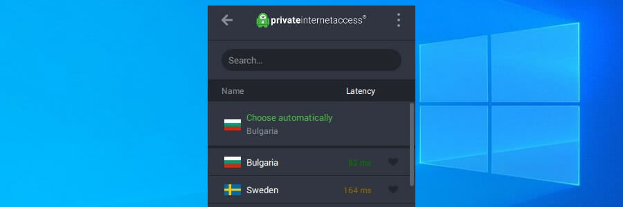 Подключение к ближайшему серверу в Private Internet Access — авто-подбор