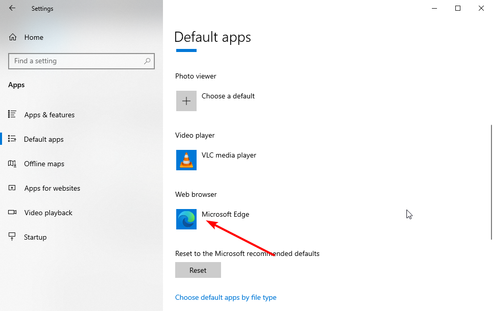 Выбор браузера по умолчанию