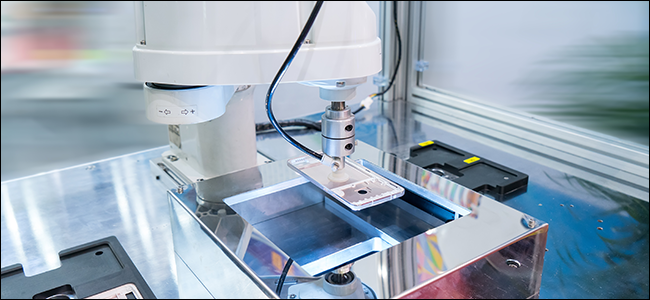 A machine assembling a smartphone