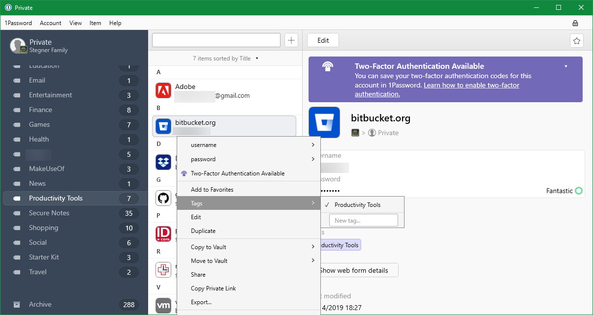 Теги в 1Password