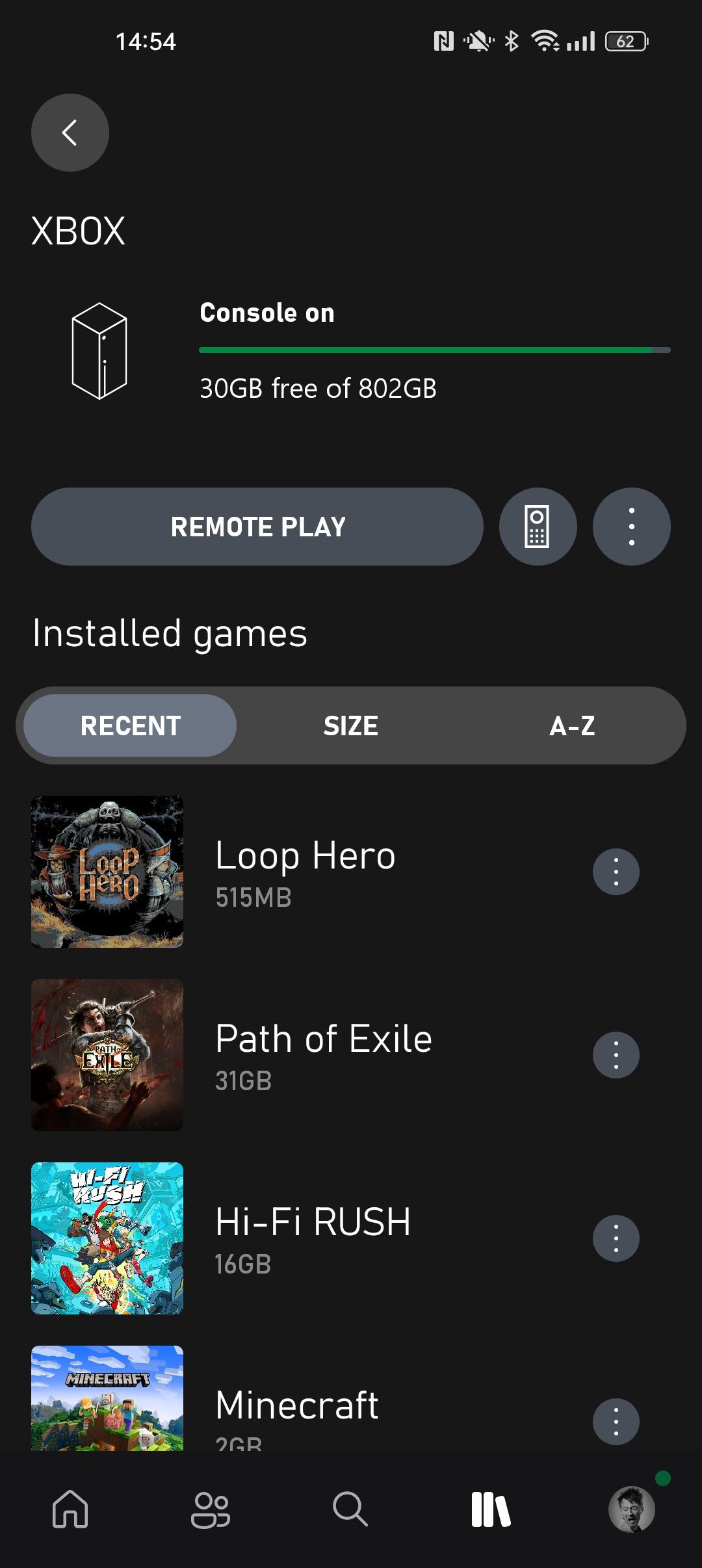 Скриншот списка установленных игр с выделенной игрой
