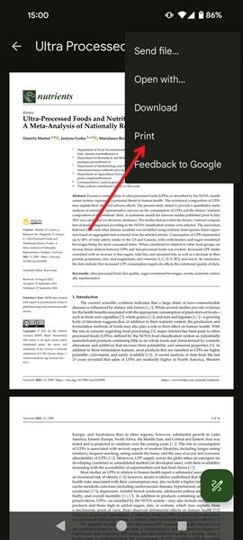 Опция Печать в Google Drive на Android