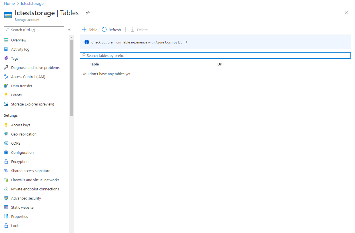Нажмите «Tables» и затем «+», чтобы добавить таблицу