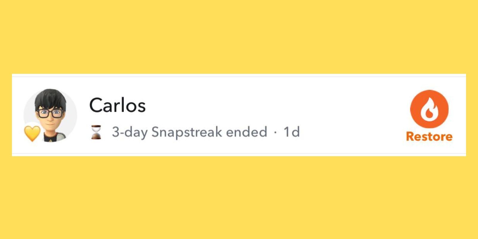 Экран с опцией восстановления Streak для контакта Carlos
