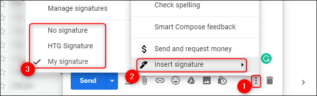 Выбор подписи в Gmail