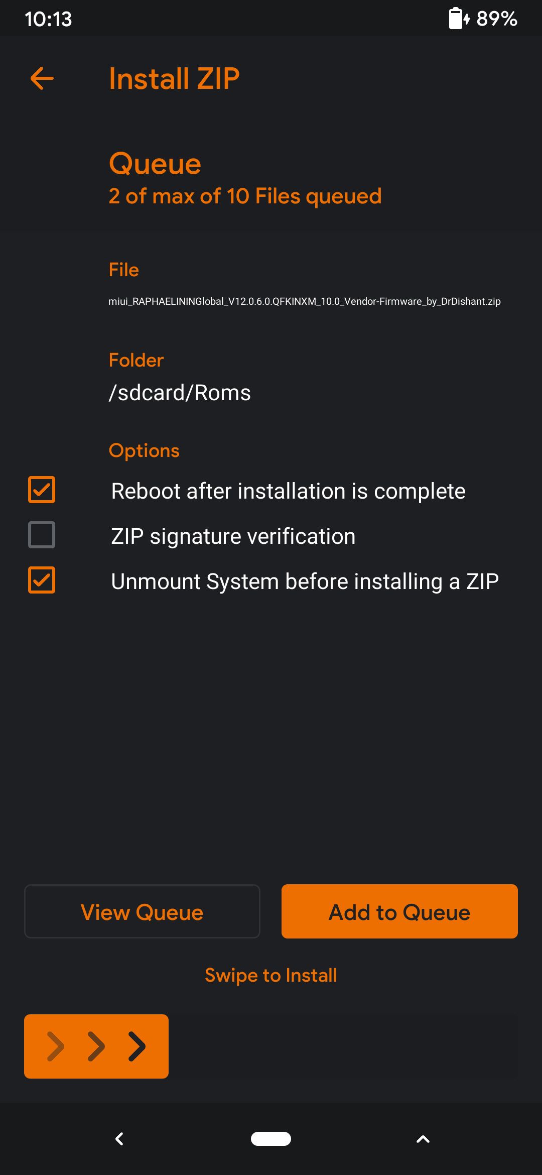 Добавление ZIP‑файлов в очередь