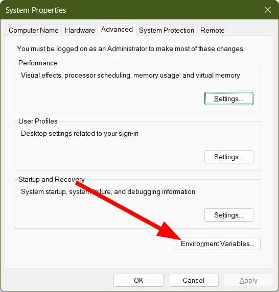 Кнопка доступа к переменным окружения
