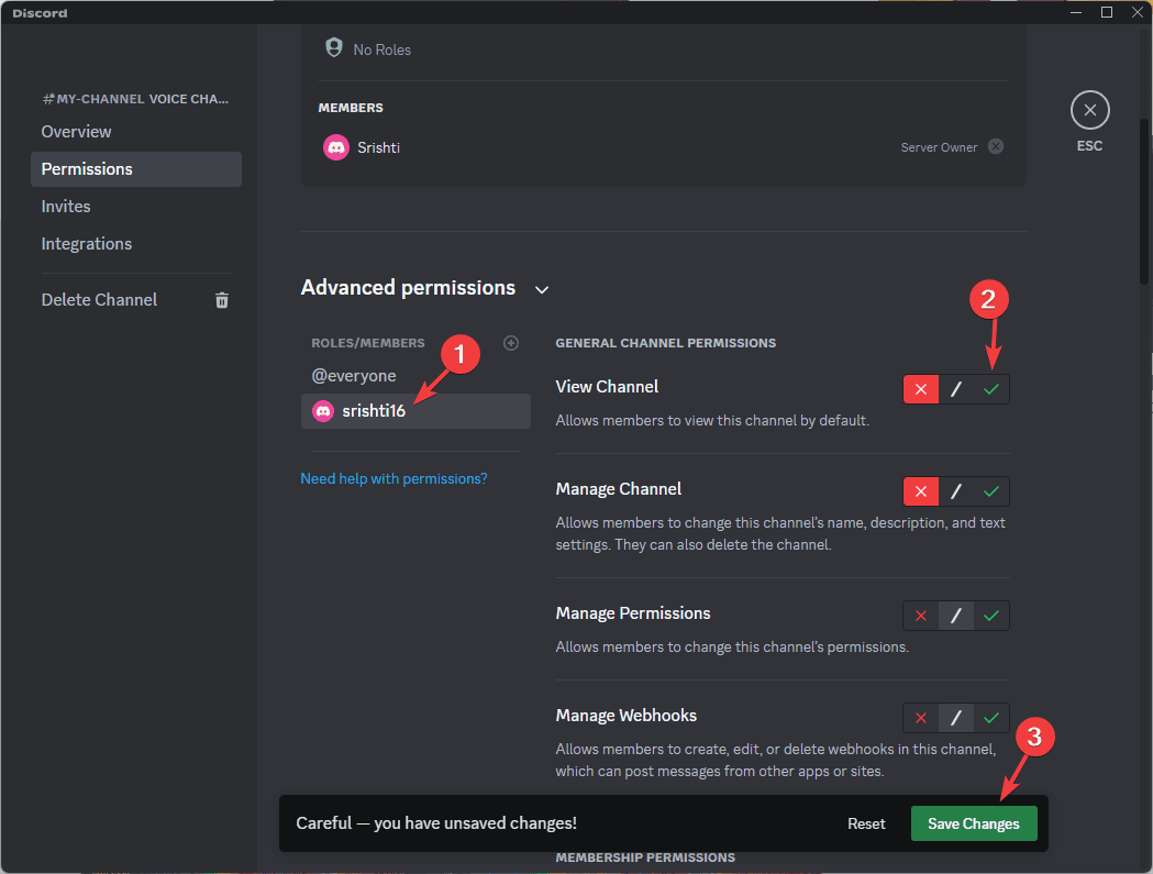Кнопка сохранить изменения в настройках канала