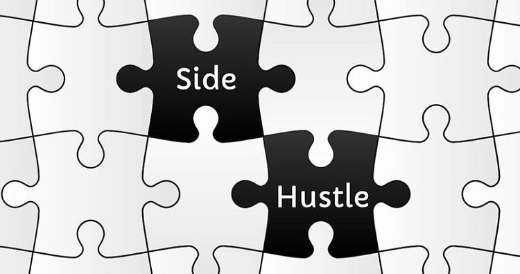 Слова «побочный заработок» на кусках пазла