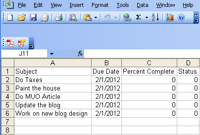 Окончательный вид Excel с задачами