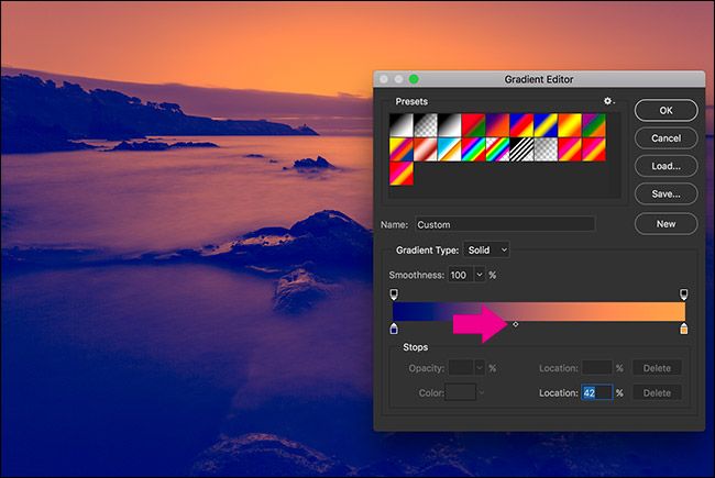 Регулировка перехода градиента ромбиком