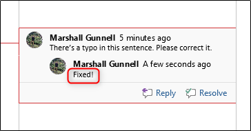 Reply left on a comment