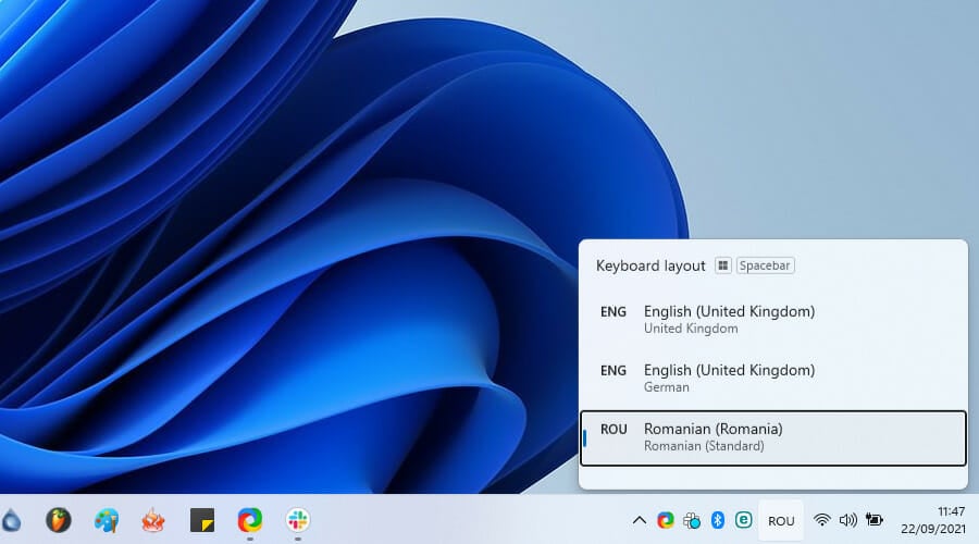 Использование Win+Пробел для переключения раскладки