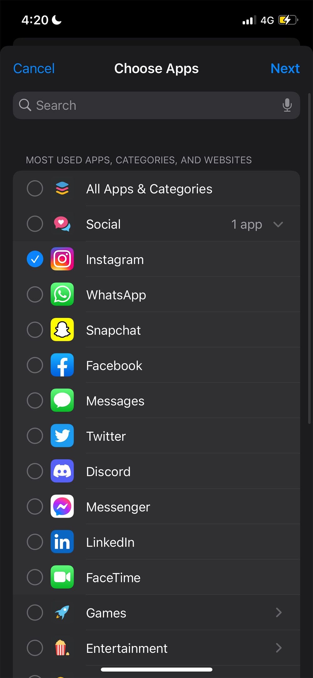 Категории лимитов приложений