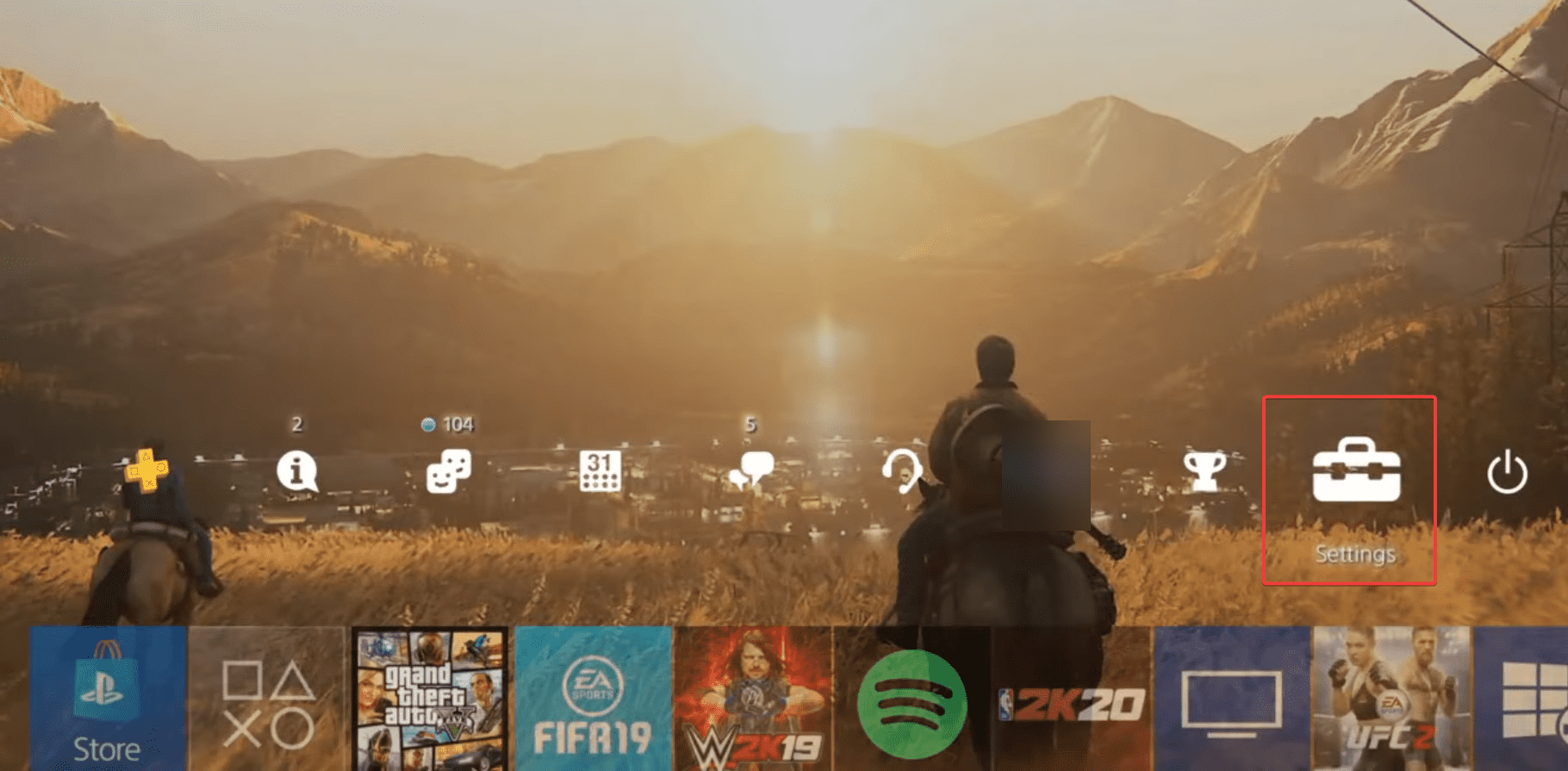 Экран настроек PS4