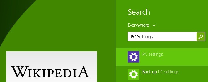 Поиск параметров ПК в Windows 8.1
