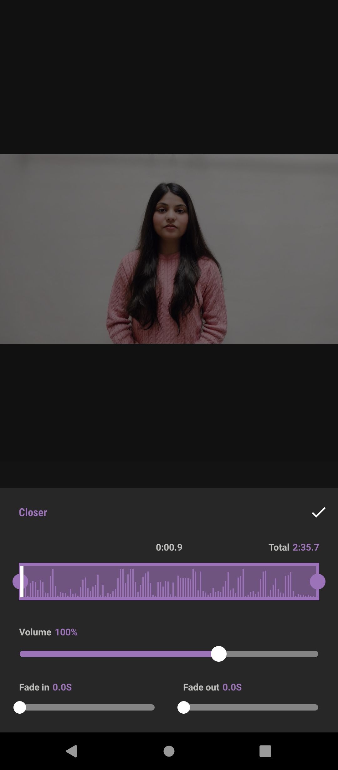 Регулировка громкости музыкального клипа